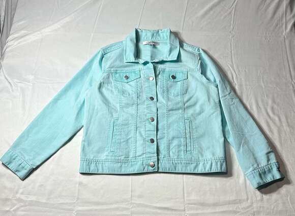 Croft & Barrow Jackets & Blazers - Croft & Barrow Women’s Aqua Stretch Denim Jacket Button Front Size Medium